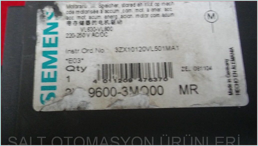 SIEMENS 3VL9600-3MQ00 3VL9600-3MQ 3VL9615-3MR00 VL630 VL800 TMŞLERE UYUMLU MOTOR