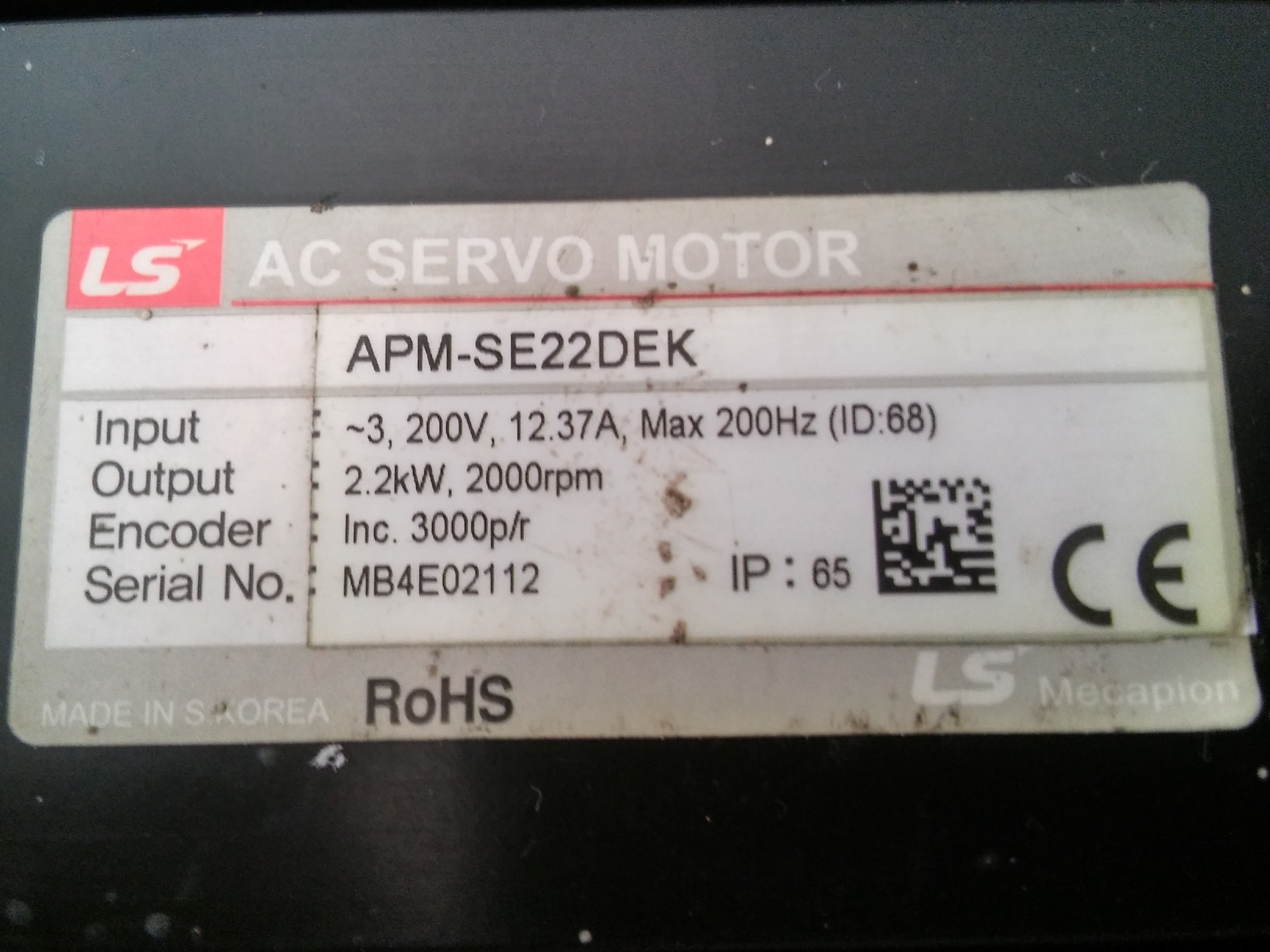 LS APM-SE22DEK 2,2KW AC SERVO MOTOR