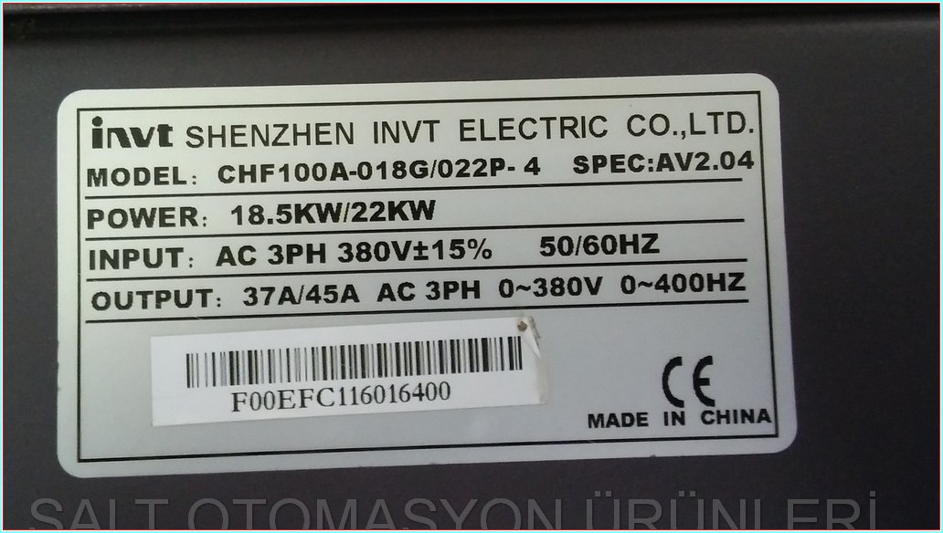 İNVT CHF100A-018G 022P-4 CHF100A-018G/022P-4 CHF100A 18,5-22 KW SÜRÜCÜ DRIVER INVERTER