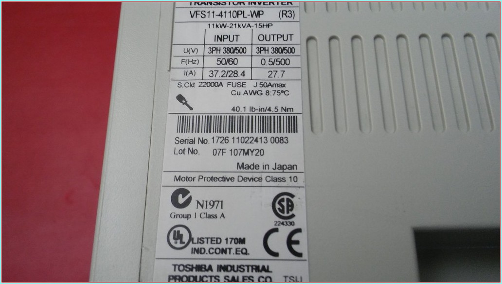 TOSHIBA VFS11-4110PL-WP 11KW TRANSISTOR INVERTER SIFIRDAN FARKI FİYATI