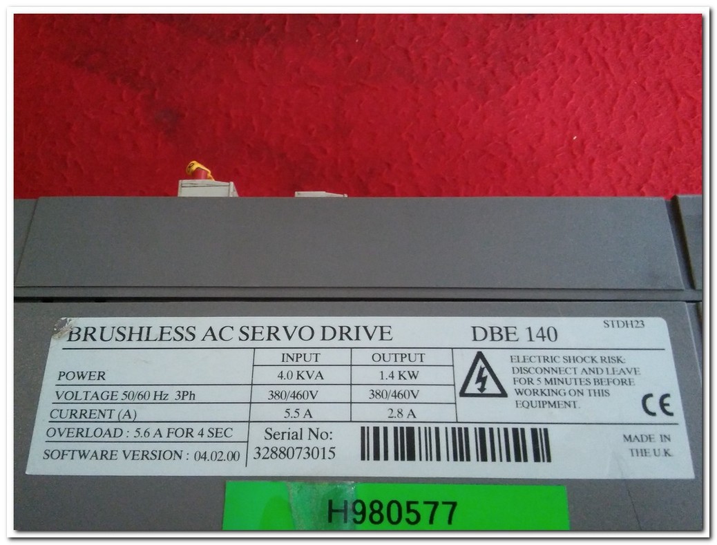 CONTROL TECHNIQUES DBE 140 DBE140 STDH23 1,4KW BRUSHLESS AC SERVO DRIVE DİGİTAX 1,4 KW SERVO SÜRÜCÜ