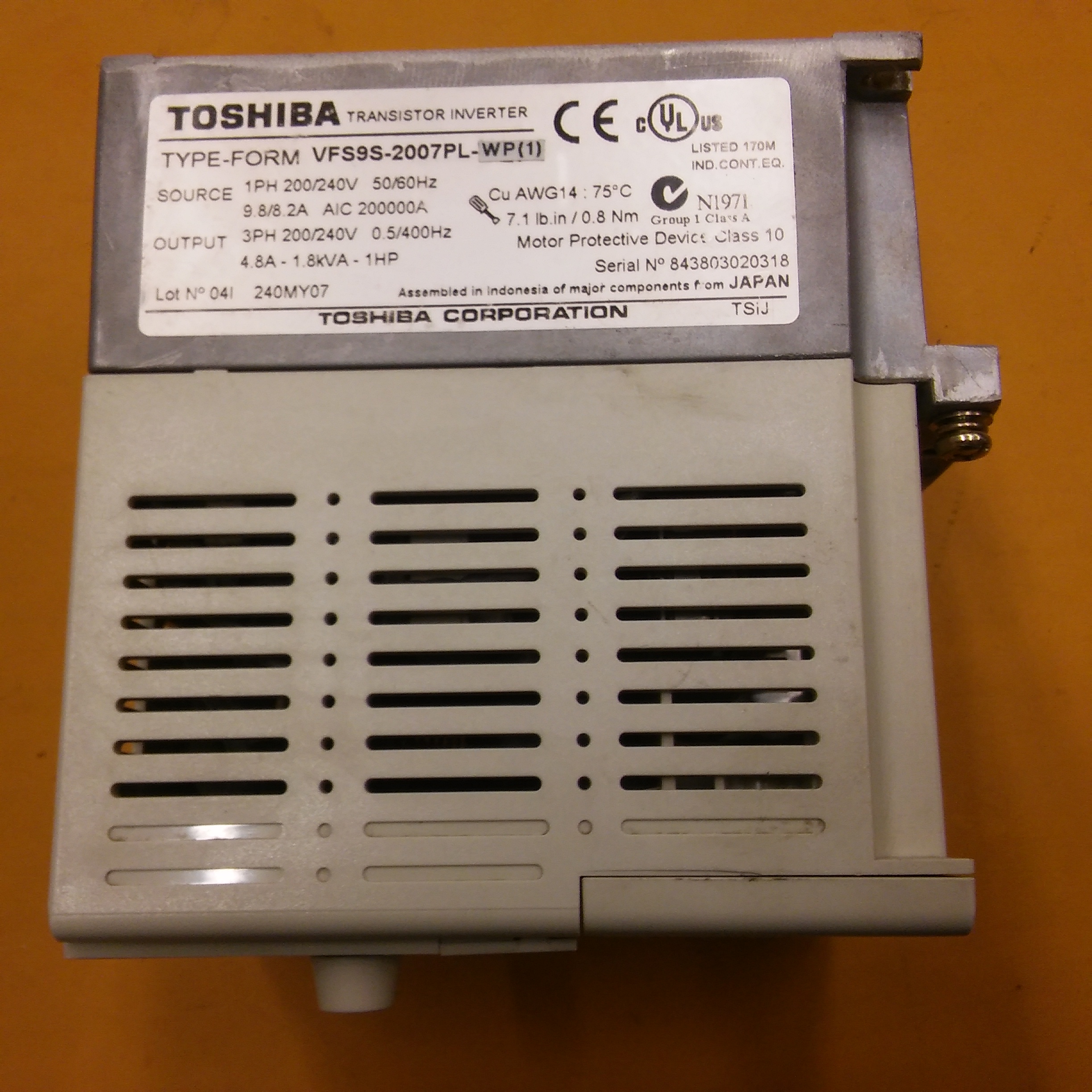 TOSHIBA VFS9S-2007PL-WP 1 VFS9S- VF-S9 1PH-200V-0,75KW EMC NOİSE FİLTER İNSİDE SÜRÜCÜ