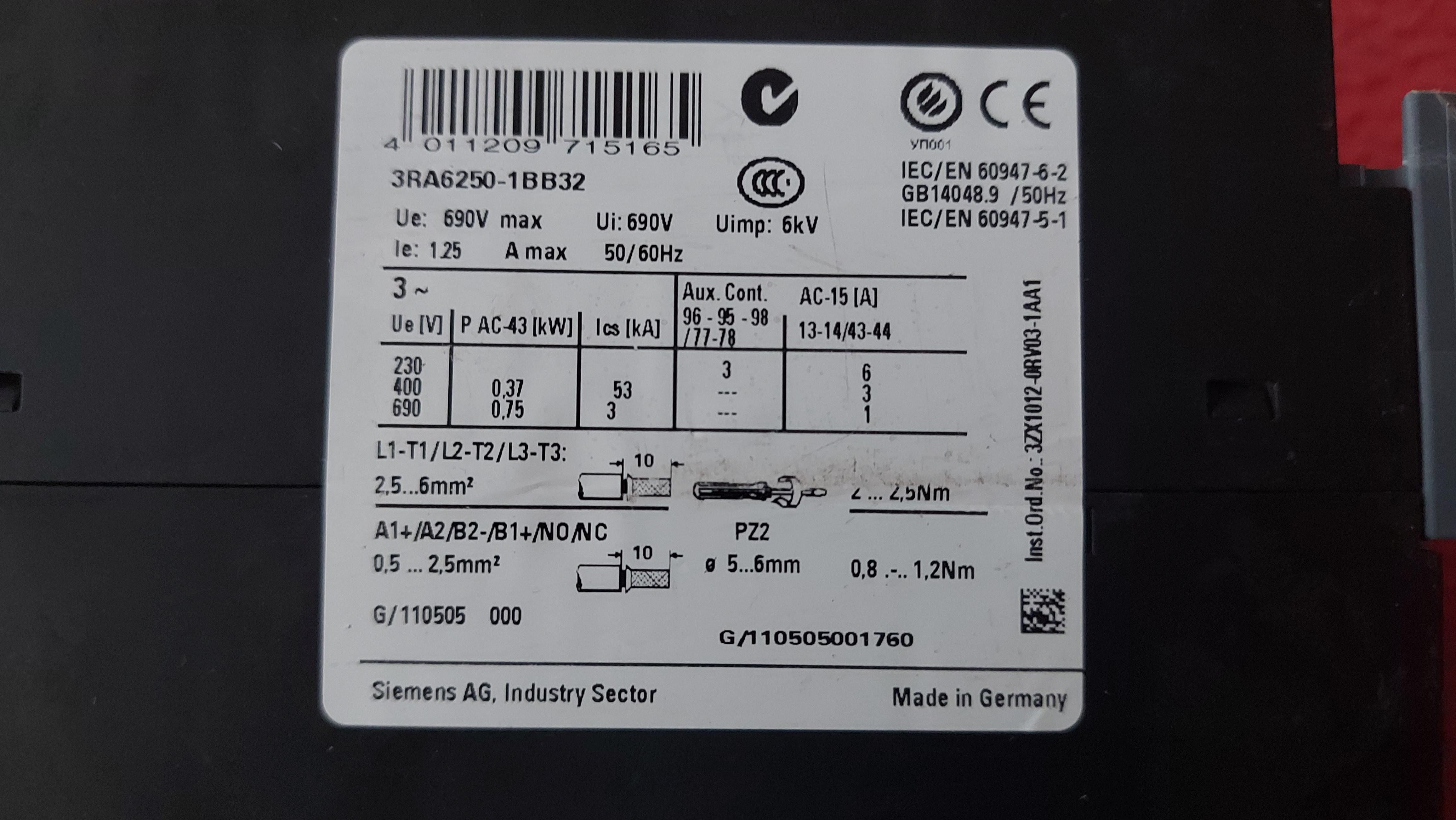 SIEMENS 3RA6250-1BB32 