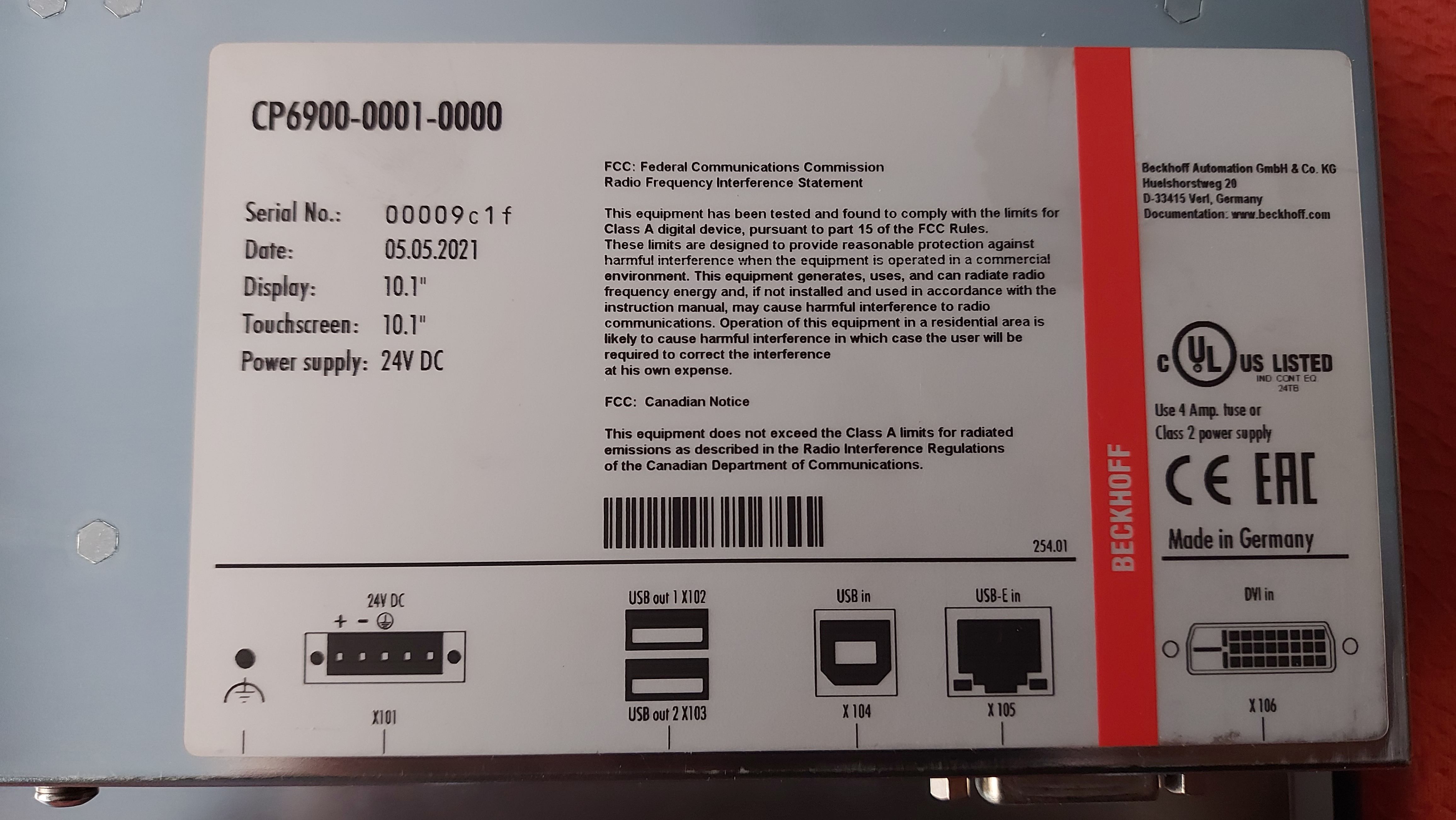 CP6900-0001-0000 BECKHOFF 