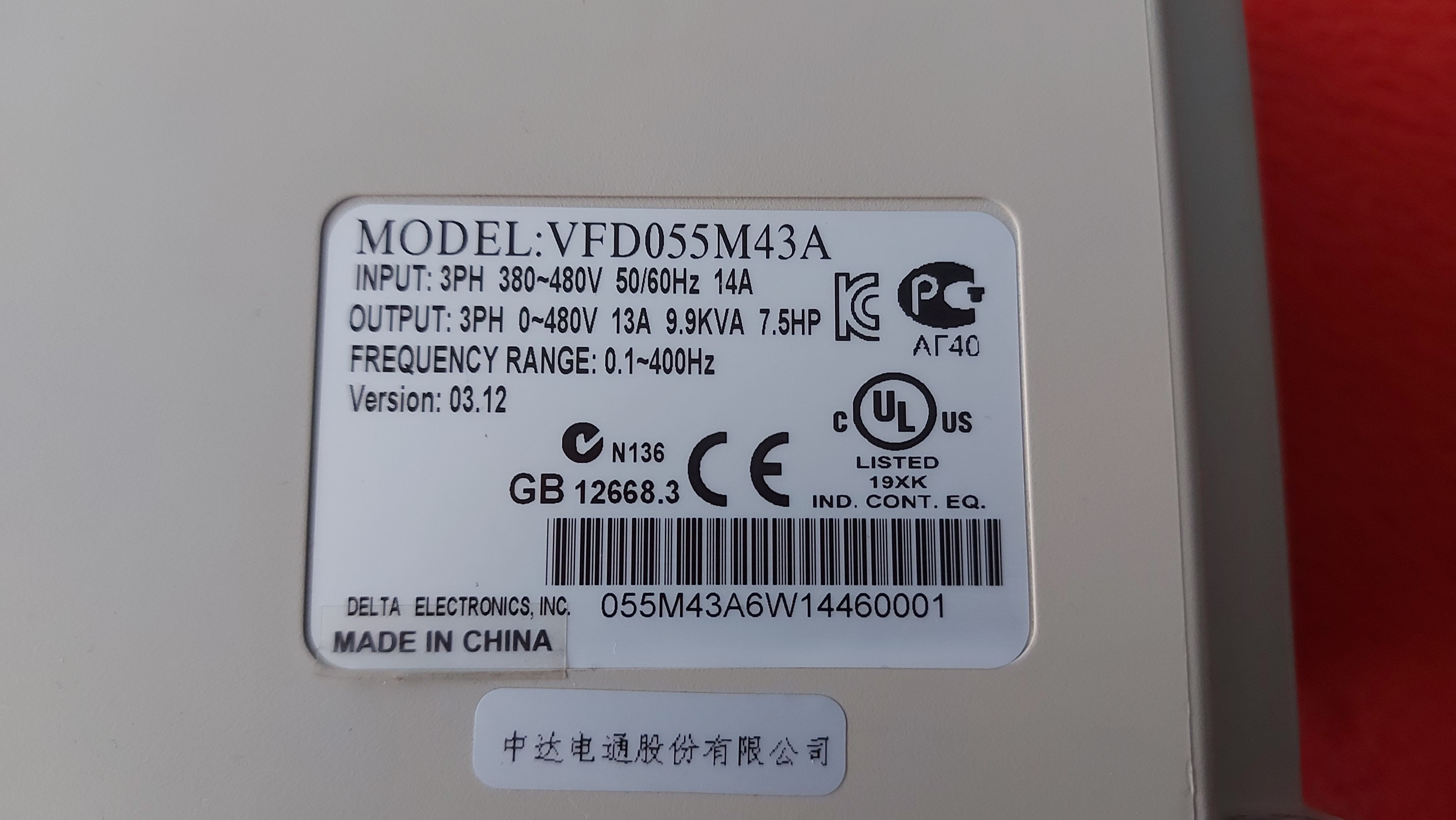 VFD055M43A DELTA