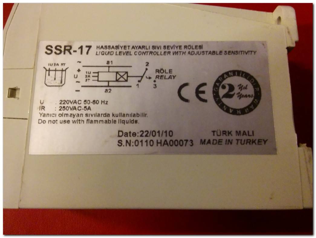 İNTER SSR-17 SSR17 HASSASİYET AYARLI SIVI SEVİYE RÖLESİ SSR RÖLE
