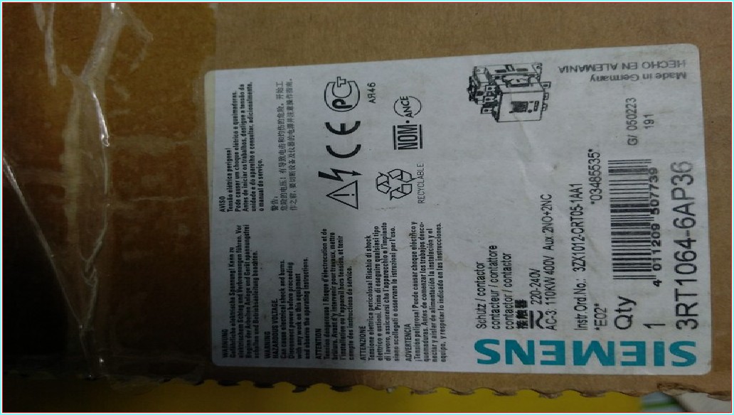 SIEMENS 3RT1064-6AP36 110KW SIFIR KUTULU KONTAKTÖR SIRIUS